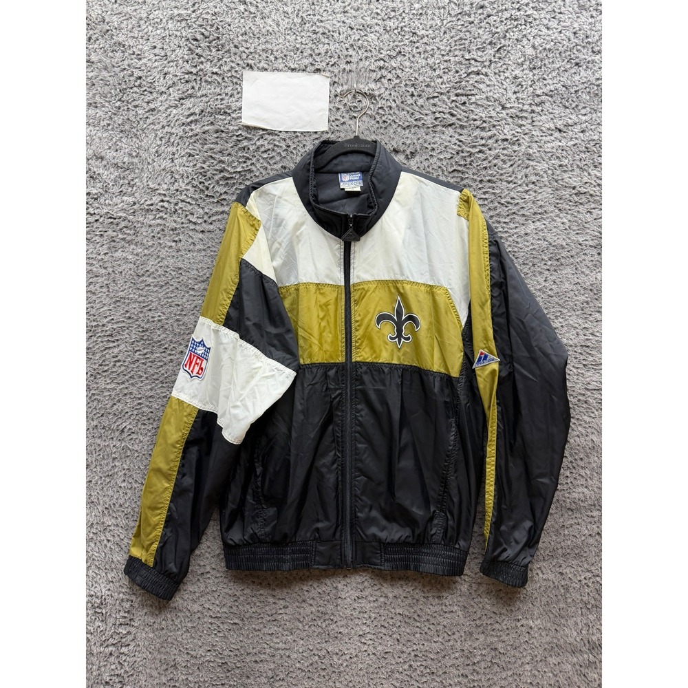 Vintage Apex One New Orleans Saints NFL Full-Zip Windbreaker Jacket Mens Size M